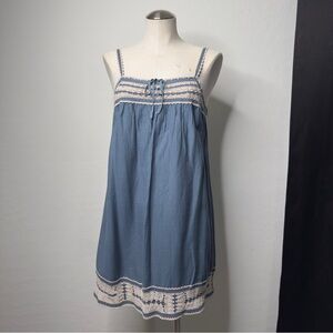 BCBGMaxAzria Blue Combo Crochet Strap Dress in a cotton and silk Blend